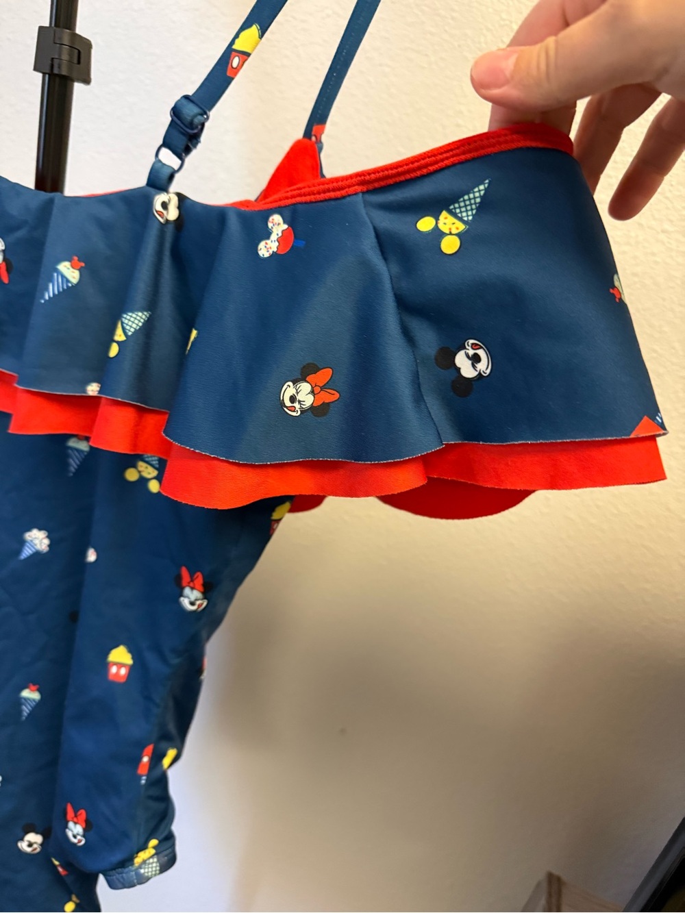 Disney Navy One-Piece Swim with Red Ruffle & Character Print - Picture 4 of 5